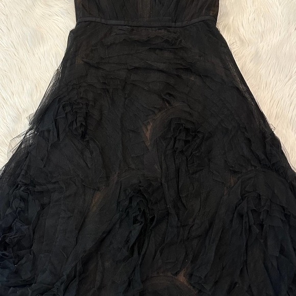 Marchesa Notte Strapless Textured Tulle Gown Corset Formal Black Tie Dress Black - Picture 8 of 16